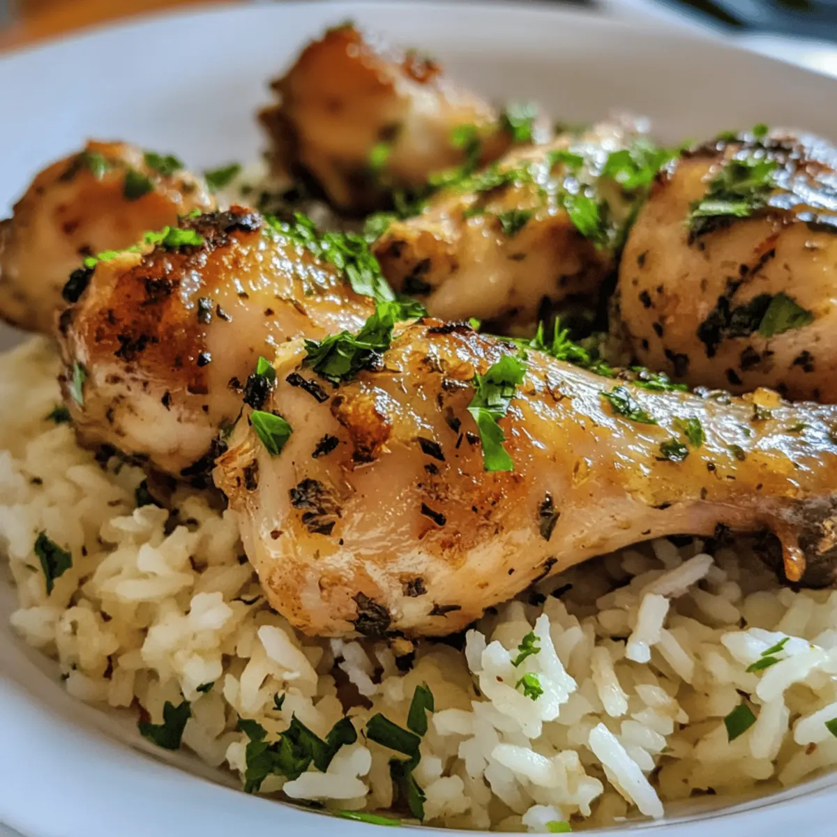 Irresistible Juicy Garlic Butter Chicken Drumsticks with Rice